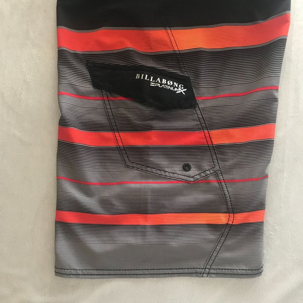 BILLABONG Platinum Board Shorts Mens 34‎ Black Orange Striped Swim Trunks PX3 - Picture 3 of 10